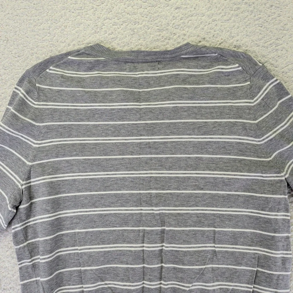 Banana Republic Womens Large Gray Striped Stretch Cotton Button Cardigan Sweater - Picture 8 of 9